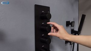 Enga 5 Modes Shower System, 16x32 Inch LED Ceiling & Dual 6 Inch Wall Mounted Shower Head, 6 Body Jets with On-Off Switch, 2-in-1 Handheld, Luxury Shower Faucet Set for Couples, Chrome