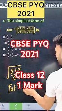 The simplest form of tan^(−1) [(√(1+x)−√(1−x))/(√(1+x)+√(1−x))] is (a π/4−x/ #cbsemaths #maths