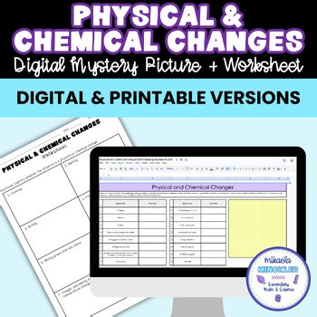 Physical and Chemical Changes Printable WS &Digital Self Checking Mystery Puzzle