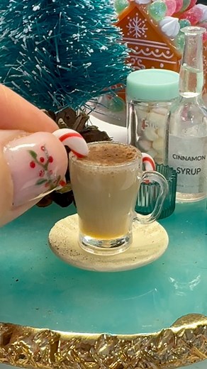 1M views · 10K reactions | Top of 2023 - cinnamon spiced latte with ASMR sounds and a lil cookie on the side #coffeetime #latte #littlethings #miniatures | My Mini Bakes | Facebook