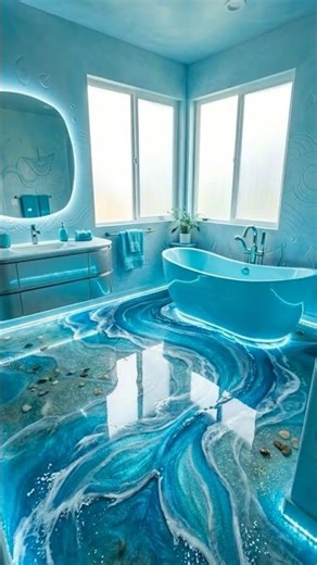 “Transforming a Bathroom into a Vaporeon Waterfall Epoxy Masterpiece!” #epoxy #shorts #ai