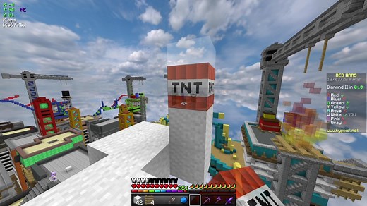 Flying Across the Map in Minecraft Hypixel Bedwars