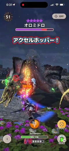 剣強化レウスチャアク vs ★10オロミドロ アクセルホッパー3発で52秒