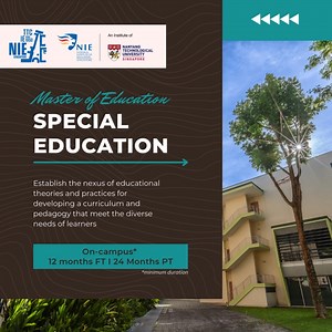 Master of Education (Special Education) equips you with the knowledge and skills to design and deliver effective learning experiences for diverse learners. Gain a deep understanding of special education theories and practices, and develop a curriculum that meets the unique needs of your students. Find out more! 🔗: https://ntu.sg/nie-med-se #NIENTU #NIESingapore #NIEGPL #NTUsg #graduateeducation | NIE - Office of Graduate Studies & Professional Learning