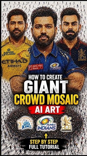 How To Create Giant Crowd Mosaic AI Art 🎨|Face Made From Thousands of Tiny People #shorts