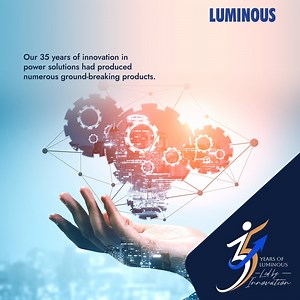 We have pioneered the art of innovation in our 35 years of existence by bringing into life so many cutting edge products & technologies.​ With many elite awards in our ally and the trust of over 70 million customers, we are only growing from strength to strength each day.​ #Luminous3.0 #LuminousPowerSolutions #LuminousInverter #LuminousSolar #LuminousBatteries #35yearsofluminous | Luminous