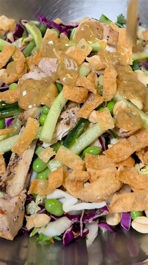 Escape your routine with a CPK classic 🌴The Thai Crunch Salad brings crisp veggies, grilled chicken, crunchy wontons, roasted peanuts, and a squeeze of fresh lime. | California Pizza Kitchen Canada