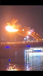 Dragon Bridge Spits Fire And Water - Da Nang Vietnam