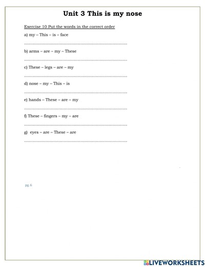 Unit 3 - My body parts - Family and Friends online exercise for