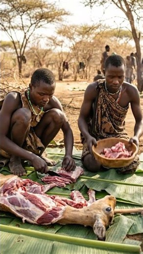 Primitive African Tribe Butchers Wild Deer | Real Survival Food Process! #tribalcooking