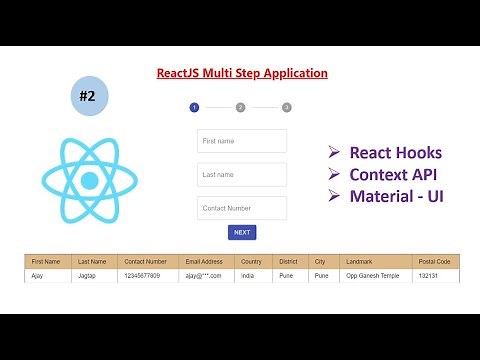 How to Build ReactJS Multi Step Form APP(#2) Hooks(useState & useContext), Context API & Material-UI