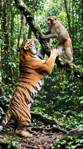 tiger aur monkey ki ladai ho gai monkey itna hoshiyar Hai ped per chadhkar Puja Hai tiger nahin paka