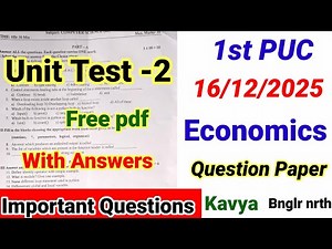 1st puc economics unit test 2 question paper 2025 with answers important questions Kseab