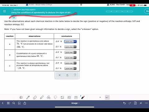 ALEKS: Using the conditions of spontaneity to deduce the signs of dH and dS