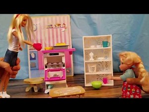 Baking Surprise Cupcakes & Bread - Cooking With Barbie! Toddler Kid Elsa Anna