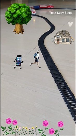 Mobile Phone following man and the train is approaching fast | Cartoon Video 📱 | Mobile Cartoon