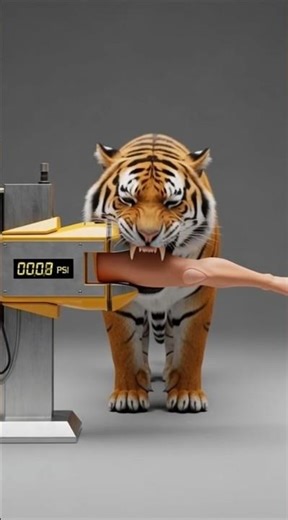 Tiger Bite Force Test in 8K | How Powerful Is a Tiger’s Jaw? 🐅 #shorts #trending #aivideo