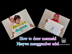 how to draw mermaid// Nasywa menggambar ariel‪@Nasywaaurora21‬