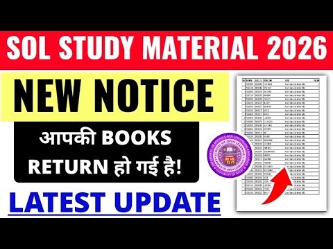 SOL Study Material Important Notice 2026 | DU SOL Books Return List Released 2026- BED NEWS
