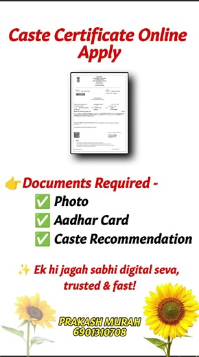 CASTE CERTIFICATE ONLINE APPLY