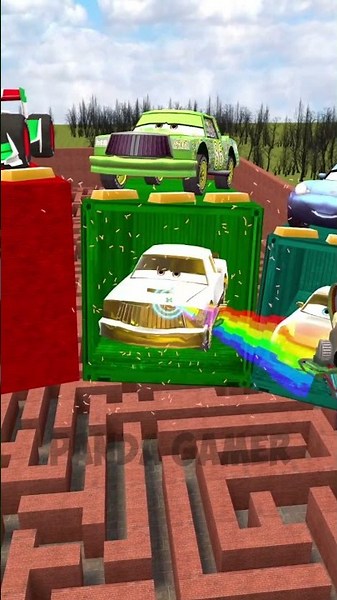 GUESS ALL SIZE CONTAINERS GOLDEN LIGHTNING MCQUEEN TOW MATER SALLY KING CARS TEAM BIG MAZE Gmod