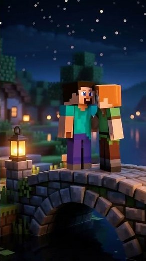 Steve & Alex Bridge Kiss – Romantic Minecraft Cinematic 🌉💖