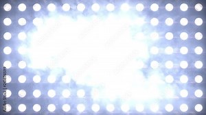 Floodlights Flashing White Looped Close up. Cold flashing Lights Wall close up with smoke and particles. Looped Animation. Stage lights. Close-up. VJ Floodlight Lights Flashing Wall. Shiny lights