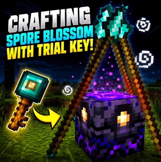 Minecraft Secret Cauldron Trick! 🤯 Spore Blossom with Trial Key #shorts #ytshorts #youtubeshorts