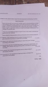 Refer to the extract about export-led development in developing... | Filo