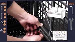 HAPPATIO 6 Piece Patio Conversation Set,Patio Sectional,Rattan Outdoor Sectional Sofa,Small Space Patio Furniture. Space-Saving Wicker Chairs and Glass Table Outdoor Furniture Set.(Grey/Beige)