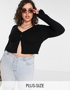 COLLUSION Plus ribbed cardigan in black | ASOS