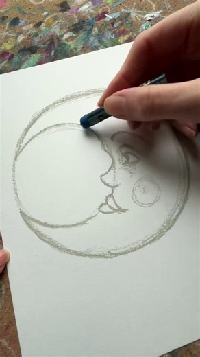 Whimsical moon face art