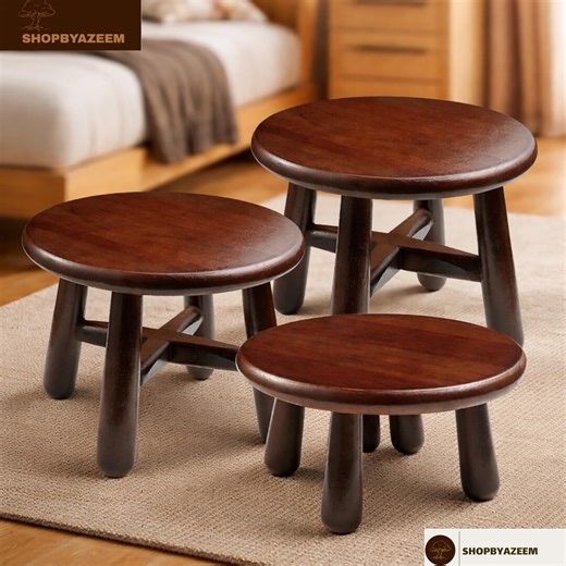 Solid Wood Round Stool, Minimalist Low Seat, Rustic Bench, Natural Step Stool - Etsy