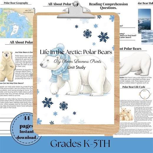 Polar Bear Unit Study – Arctic Animals Homeschool Printable (K-5) Digital Download - Etsy