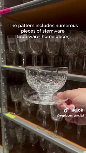 Do you know this popular stemware? This is Lismore by Waterford Crystal. Started in 1952, it continues to be Replacements #1 selling stemware. The story of Waterford Crystal begins in 1783, when George and William Penrose opened the Flint Glass Works in Ireland. In 1788, Waterford produced a glassware service as a gift to her Majesty, Charlotte Sophia, wife to King George III. #athomewithreplacementsltd #tablesetting #tablescape #tablestyling #homedecor #tableware #maximalist #maximalism #coasta