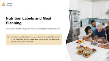 Nutrition Labels and Meal Planning Lesson Grades 4-12 PPTX Slides