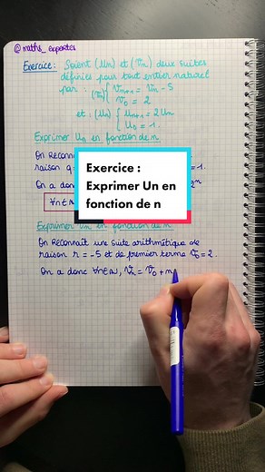 Exercice sur les suites : exprimer Un en fonction de n