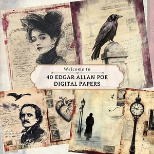 Edgar Allan Poe Junk Journal Kit: Victorian Gothic, Raven Theme (digital Download) - Etsy