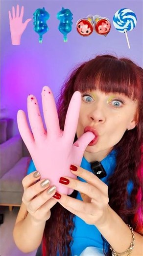 ASMR Giant Gummy Hand Candy, Jelly Lollipops #mukbang #eating
