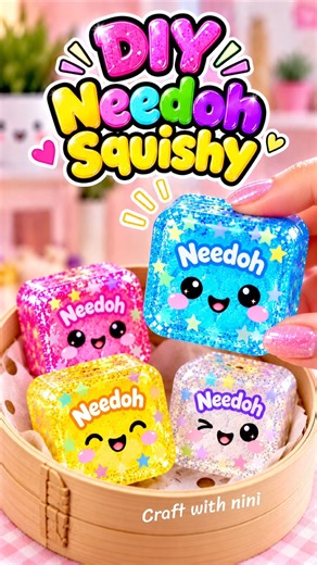Diy viral glitter squishy at home butter Needoh dumpling squishy #tiktok #squishy #craft #art #viral
