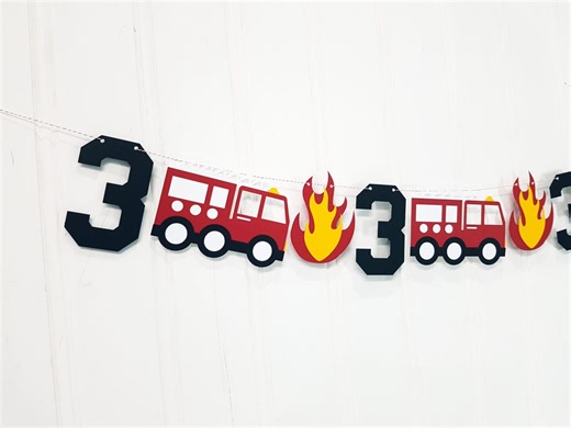 Firetruck Birthday Party Garland. Cardstock Fire Engine Party Decoration. - Etsy