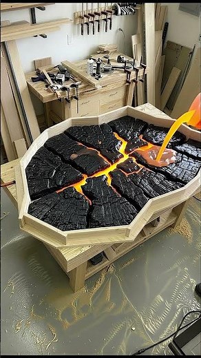 Building a "Molten Lava" Table from Burnt Wood! 🌋😱