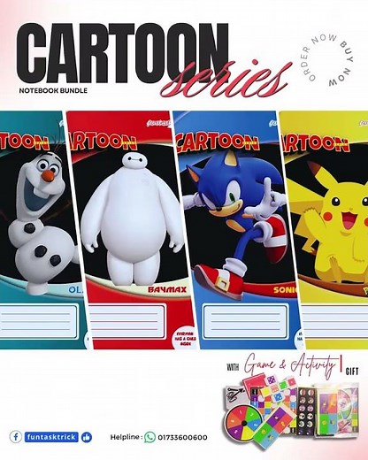 Cartoon Series Notebook/Exercise book Bundle