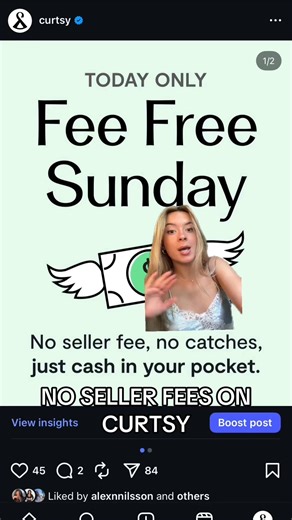 the biggest side hustle life hack… FEE FREE SUNDAY ON CURTSY! ✨️ today, 09/27/2025 only! ♻️ download the app Curtsy to find more dates #sidehustle #easysidehustle #curtsyapp #collegestudent #collegejob #curtsyseller #curtsy #depop #depopseller #howtosellondepop #howtosellonposhmark | Curtsy | Facebook