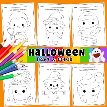 Halloween Line Tracing Worksheet, Trace Lines, Fine Motor Skill, Fall Activities