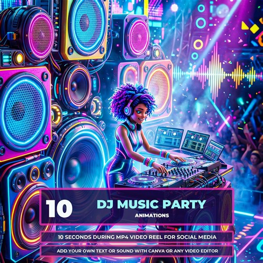 DJ Music Animation Bundle | 10 Animated Video Clips | DJ Visuals & Sound Waves | Instagram Reel Story | Canva Editable MP4 - Etsy