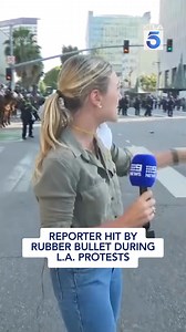 87K views · 1K reactions | Reporter hit by rubber bullet during live report from Los Angeles immigration protests: https://ktla.com/news/local-news/reporter-hit-by-rubber-bullet-during-live-report-from-los-angeles-immigration-protests/ | KTLA 5 News | Facebook