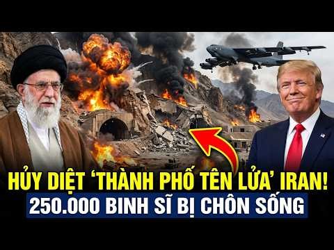 SIÊU BOM B-52 MỸ NGHIỀN NÁT QUÂN SỰ IRAN - Hệ thống đường hầm dài nhất Iran bốc cháy