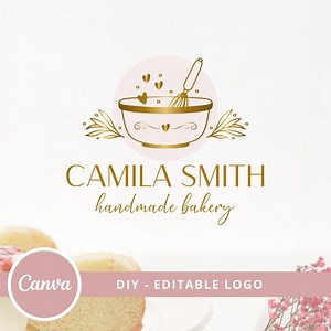 Bakery Logo Canva Template, Editable Logo Design, DIY Bakery Tools Logo, Dessert Maker Logo, Handmade Bake Shop Logo, Baking Business Logo. - Etsy