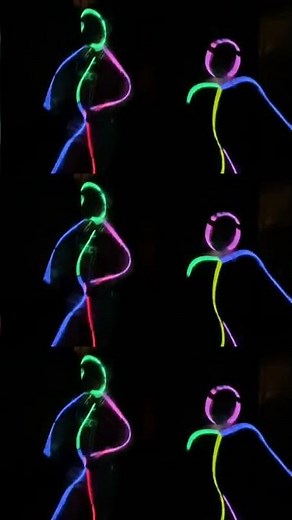 Dancing glow stick figures in the dark#glowstickdance #danceinthedark #glowfigures